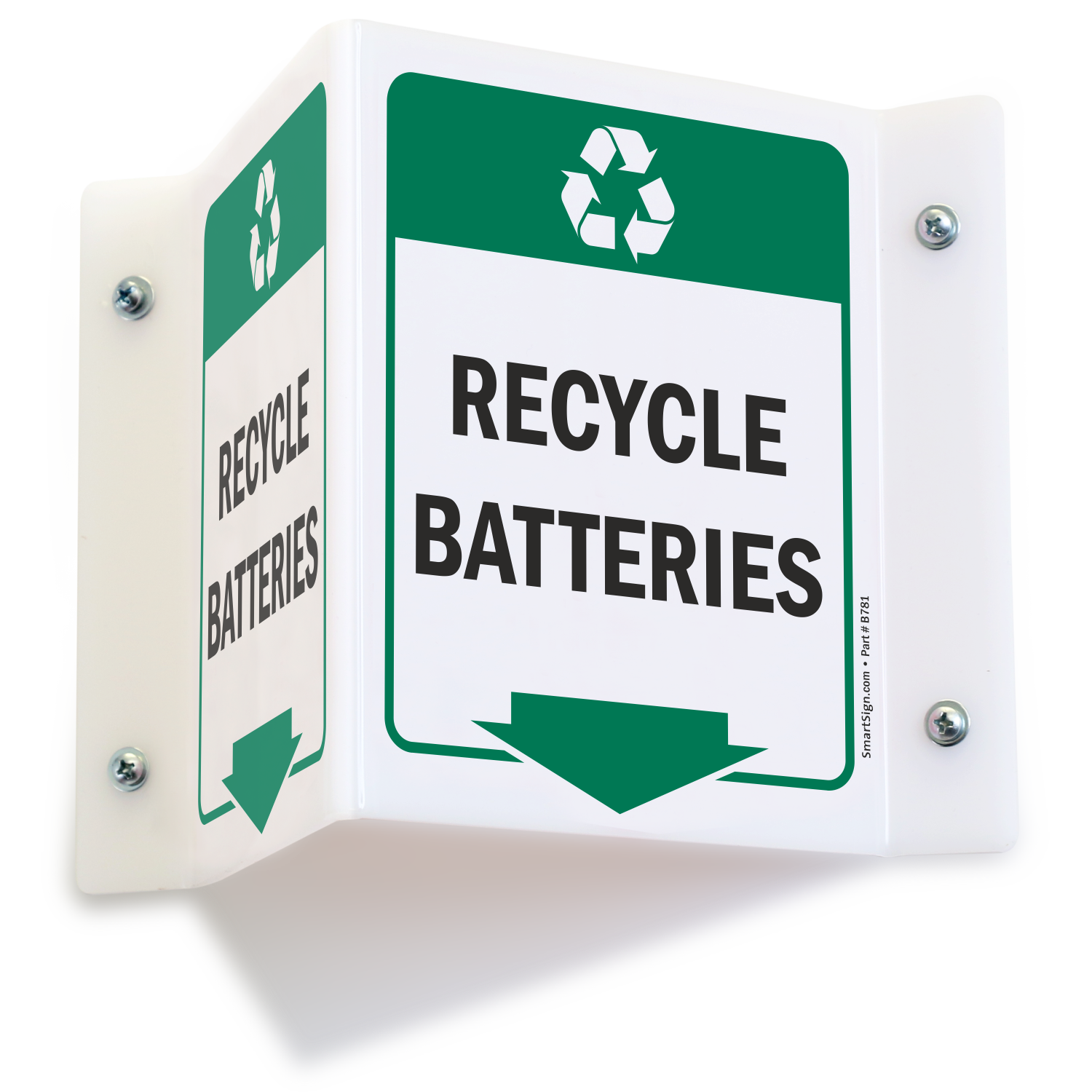 Recycle Batteries Projecting Recycling Sign Sku S